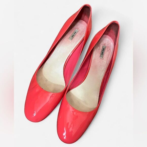 MIU MIU heels coral patent leather.  EU size 40 1/2 - Picture 2 of 6